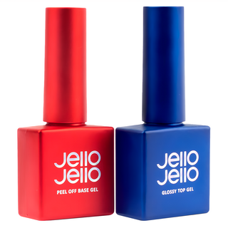 Jello Jello 美甲組合, 可撕式底層凝膠10ml+亮面表層凝膠10ml, 1組
