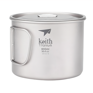 Keith Titanium 鎧斯 純鈦輕量環保折疊水杯 9.3x11.5cm 900ml, 銀色, 1個