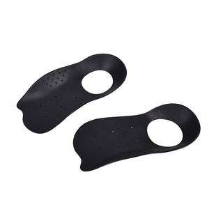 ZEAMO 日本足弓減壓支撐鞋墊 吸震止滑足心墊 黑色 1組, M(15.5 x 6.5cm)