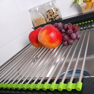 LIVING HAPPY 捲簾式水槽瀝水架 Set 18管 綠色, 52 x 32cm, 1個