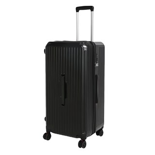 大容量行李箱 登機箱 萬向輪設計 防滑耐刮 前開拉鏈 鋁合金拉桿 TSA海關密碼鎖 乾濕分離空間, 26吋, 耀夜黑