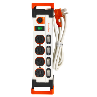 PowerSync 包爾星克 5開4插鋁合金防雷擊抗搖擺延長線 3孔 TL4X9018 31.3 x 8 x 5cm, 1.8m, 白色, 1個