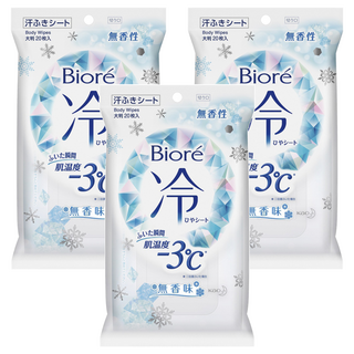 Biore 蜜妮 爽身粉濕巾 涼感3°C 無香, 1入, 3包
