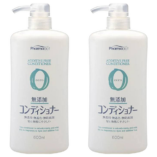 KUMANO 熊野油脂 Pharmaact 熊野 無添加潤髮乳 600ml, 添加胺基酸, 綠蛋白, 透明質酸, 無香料, 無色素, 無防腐劑, 2瓶
