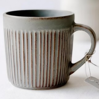 SALIU 手工刻紋馬克杯 約280ml 日本製造 可使用微波爐和洗碗機, 藍灰色, 1個