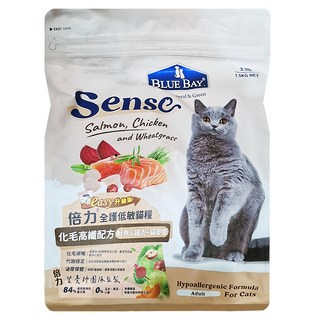 BLUE BAY 倍力 Sense 全護低敏貓飼料 雞肉+鮭魚 高纖化毛 成貓適用, 1.5kg, 1袋