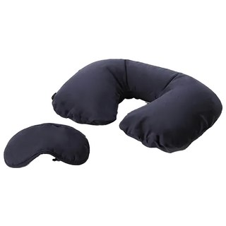 Travel Blue 英國藍旅 充氣式U型頸枕+眼罩安睡組 聚酯纖維材質 英國設計