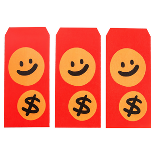 GUOHOUSE STUDIO 郭公館工作室 笑咪咪紅包袋 9cm X 18cm 台灣製, 3個