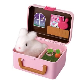 MIMI WORLD 我的秘密小兔 電動玩偶 附便攜式小屋, 29cm, 粉紅色, 1盒