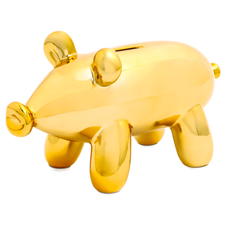 MADE BY HUMANS 迷你閃光小豬存錢筒 21 x 10 x 12cm, 金色, 1個