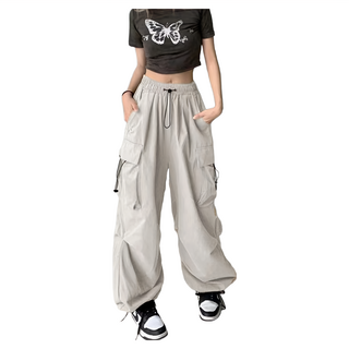 薄款工裝褲 棉+聚酯纖維, F, 淺灰色, 1件