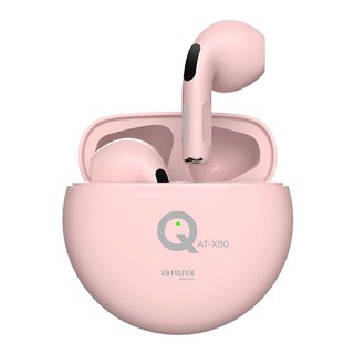 aiwa 愛華 真無線藍牙耳機 AT-X80Q 藍牙5.1 IPX4防水等級, 粉紅