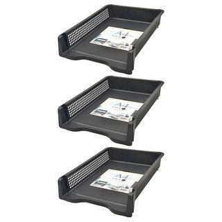 公子白 疊籃直式 Set 3入, A4尺寸文件桌面架, 黑色