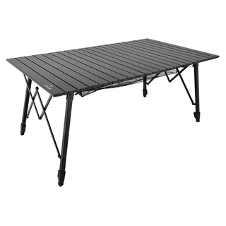 Lifecode 生活密碼 爵士可調段鋁合金蛋捲折疊桌 彈扣式腳架 可分離 立體桌下網 可拆卸桌板, 磨砂黑