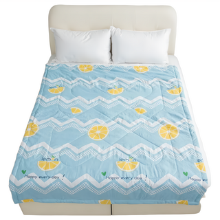 eyah 蠶絲 x 石墨烯鋪棉涼被, 檸檬蘇打藍, 1條