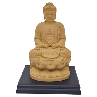 養慧軒 金剛砂陶土精雕佛像 阿彌陀佛 含底座 木色 <50CM, 1個