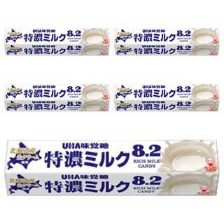 UHA 味覺糖 特濃牛奶條糖，嚴選北海道牛奶製成，濃濃奶香與順滑口感, 37g, 5條
