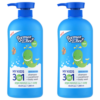Formal Bee Kids 3合1 嬰幼兒洗潤髮沐浴乳, 1L, 2瓶