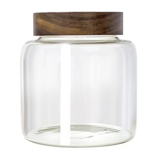 WORTH IT 渥思 日式相思木密封玻璃罐 1250ml 透明玻璃材質 搭配相思木蓋 密封保鮮, 單件, 1個