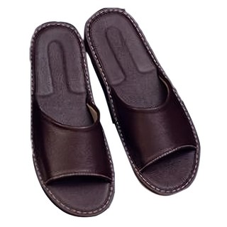 真皮頭層牛皮全皮防滑室內拖鞋 LS05, 酒紅色, 1雙