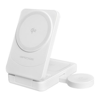 iBRIDGE 急速 Qi2 三合一無線折疊充電器, 白色, 1個