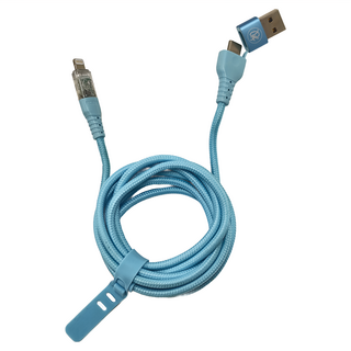 PICKOGEN 皮克全 二合一 Type-C/USB-A-Lightning PD充電線傳輸線 智能斷電 快速 1.8M, 藍色, 1條