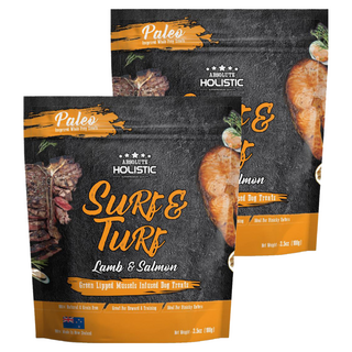 ABSOLUTE HOLISTIC 全齡犬 鮮食肉片, 放牧羊 + 國王鮭魚 + 綠貽貝 + 牛磺酸, 100g, 2包