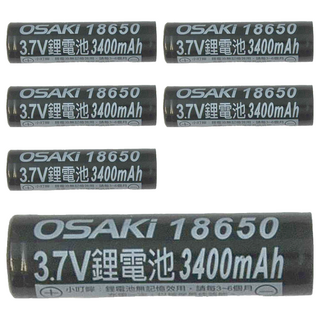OSAKi 3400mAh 18650 充電式鋰電池, 6個, 1入