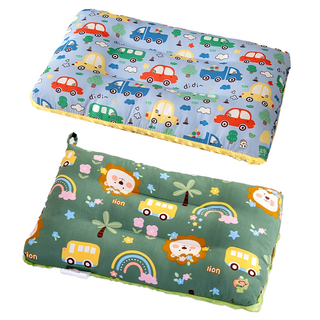 100%純棉兒童枕頭 可水洗 柔軟舒適, 卡通汽車 + 獅子咘咘車 多色, 43 x 28cm