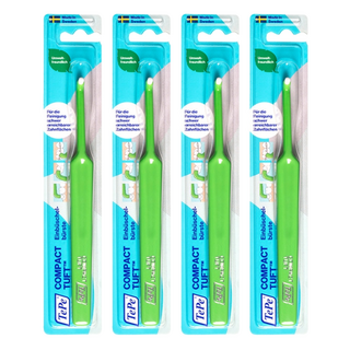 TePe 緹碧 Compact Tuft 單頭刷 小巧彎曲刷頭 760根柔軟刷毛 防滑握柄 萬用刷, 1入, 4支