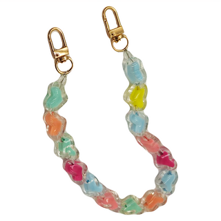 Timo 果凍愛心短鍊 手機掛飾/包包吊飾/鑰匙圈, 彩色, 1個