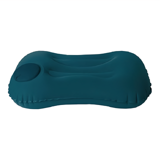 按壓式充氣枕頭 柔軟親膚 輕巧便攜 不易漏氣 眼罩*1/耳塞*1對 旅行必備, 藍色, 1個