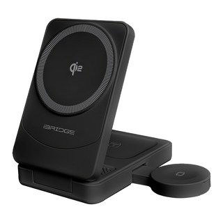 iBRIDGE 急速 Qi2 三合一無線折疊充電器, 黑色, 1個