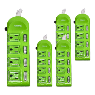 MAX STAR 太星電工 蓋安全彩色四開四插電腦線 防火材質 專利水晶蓋 過載保護器, 1.8m, 顏色隨機, 5個