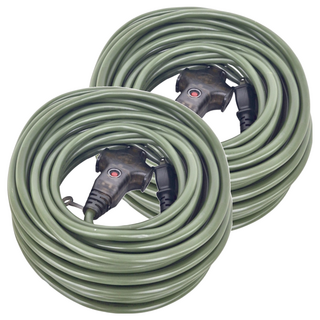 DIBOTE迪伯特 2P三插座附燈過載動力軟線 IH-268A, 15m, 軍綠色, 2條