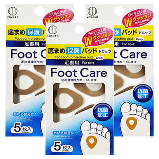 KOKUBO 小久保足部軟墊足底水泡保護墊水滴形5片 舒適減壓 抗菌衛生, 155 x 74 x 10mm, 3包