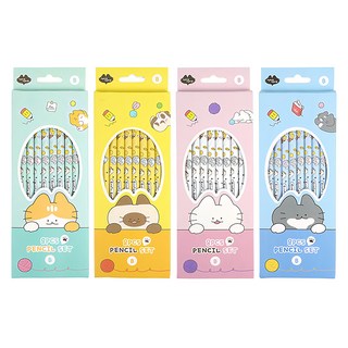 PINKFOOT 2000 貓咪圖案B鉛筆組 8支/盒 可愛學生文具, 混和顏色, 32支
