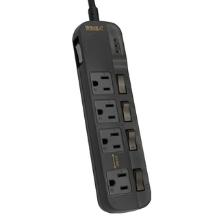 安全達人 BiBi聲AI過載警報延長線 4孔 5開 6尺 3P, 1個, 灰色, 1.8m