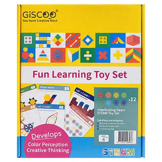 GiSCOO 聚思庫 STEAM系列 百變齒輪 益智教具組 118件組 20張雙面圖卡 培養顏色感知能力, 1組