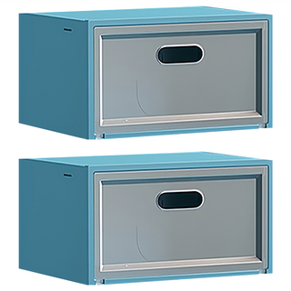 JOSIC 特大男側開鞋盒 全新升級超厚PP板 加大透明可視, 莫蘭迪藍, 2個