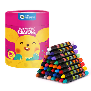 Jar Melo 原創美玩 兒童絲滑蠟筆 36色, 色彩鮮豔 可水洗, 1組