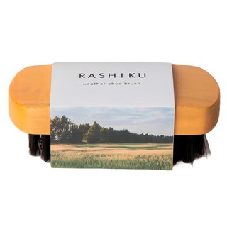 RASHIKU 豬毛木柄皮革鞋刷, 混色