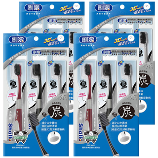 Shallop 刷樂 多功能備長碳牙刷 B002-3, 3支, 4包