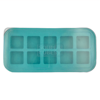 SOUPER CUBES 多功能食品級矽膠保鮮盒 10格，帶蓋, 湖水綠, 30ml, 1個