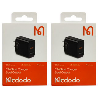 Mcdodo 麥多多 PD + QC 33W 快充插頭 CH-086 雙孔 功率數顯 蘋果/安卓設備通用, 44mm, 黑色, 2個