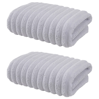 小麥購物 糖果絨浴巾, 質感灰, 4條