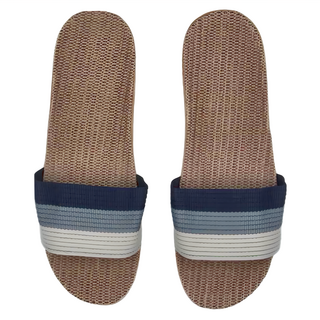 漸層條紋亞麻拖, 44/45, 藍色