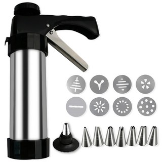 不鏽鋼餅乾機 附花嘴 8個 + 芯片 8個 DIY烘焙工具組, 1組, 單一顏色