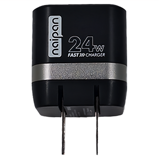 naipan 24W 1C1A 雙孔快充數顯充電器, 黑色, 1個