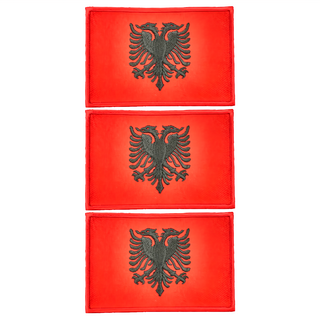 A-ONE 匯旺 DIY國旗刺繡徽章 阿爾巴尼亞國旗布貼 8x5cm, 彩色